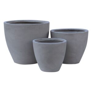 Flower Pot 3 Set 3 Temachion Cement Grey Enlarge