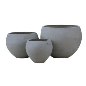 Flower Pot 5 Set 3 Temachion Cement Grey Enlarge