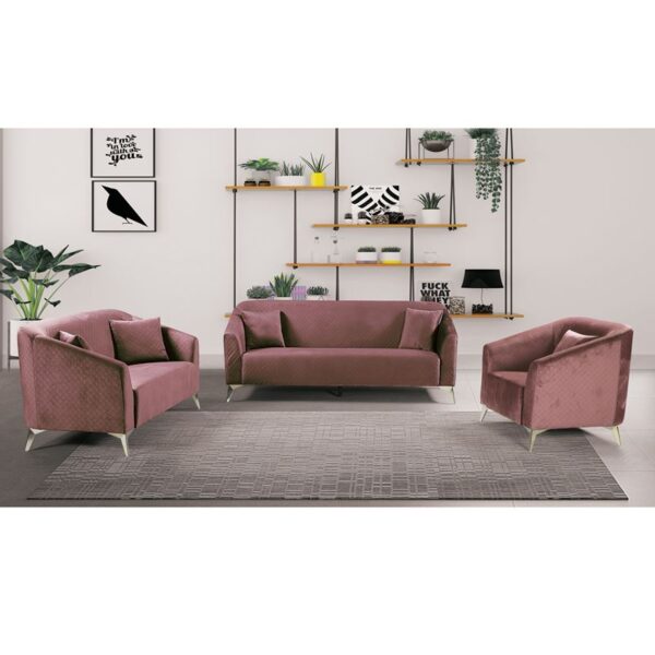 Luxe Set Saloni Kanapes 3thesios Kanapes 2thesios Polythrona Yfasma Antique Pink Enlarge