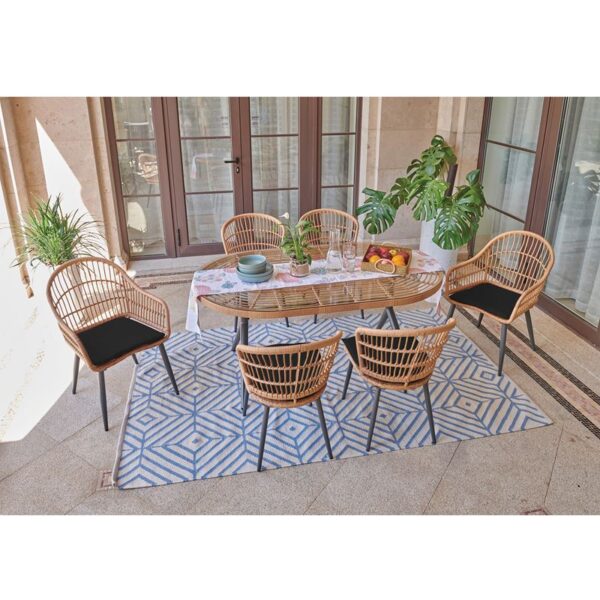 Salsa Dining Set Tr.160x95 2pol 4kar Met.mavro Wicker Fysiko Max.mavro Enlarge