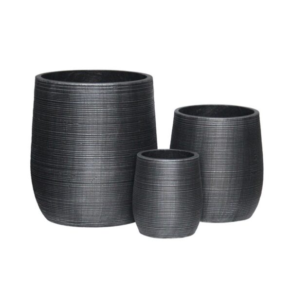 Flower Pot 16 Set 3 Temachion Cement Apochrosi Anthracite Enlarge